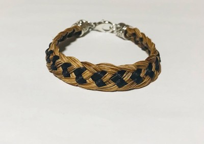 Equine French Braid Braided Horsehair Silver Bracelet Cowboy - Horse - Western 