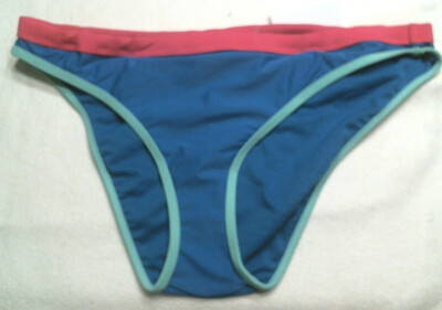 Joe Boxer Schirring Bikini Bottom, Blue with Multi Trim, Juniors Sizes, NWT 