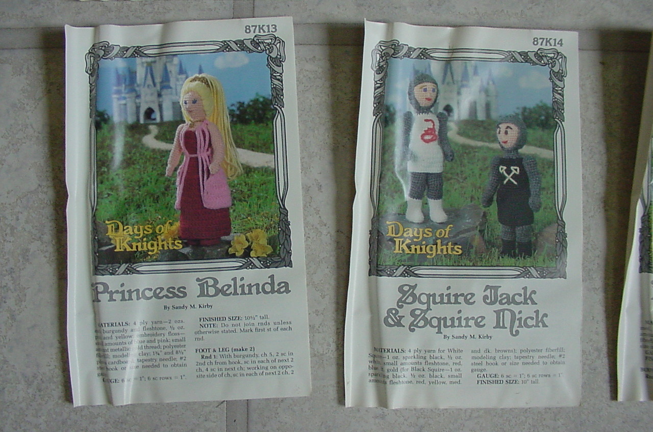 Rare Lot of 6 Annie's Attic 1983 OOP Days of Knights Crochet Patterns Dragon +