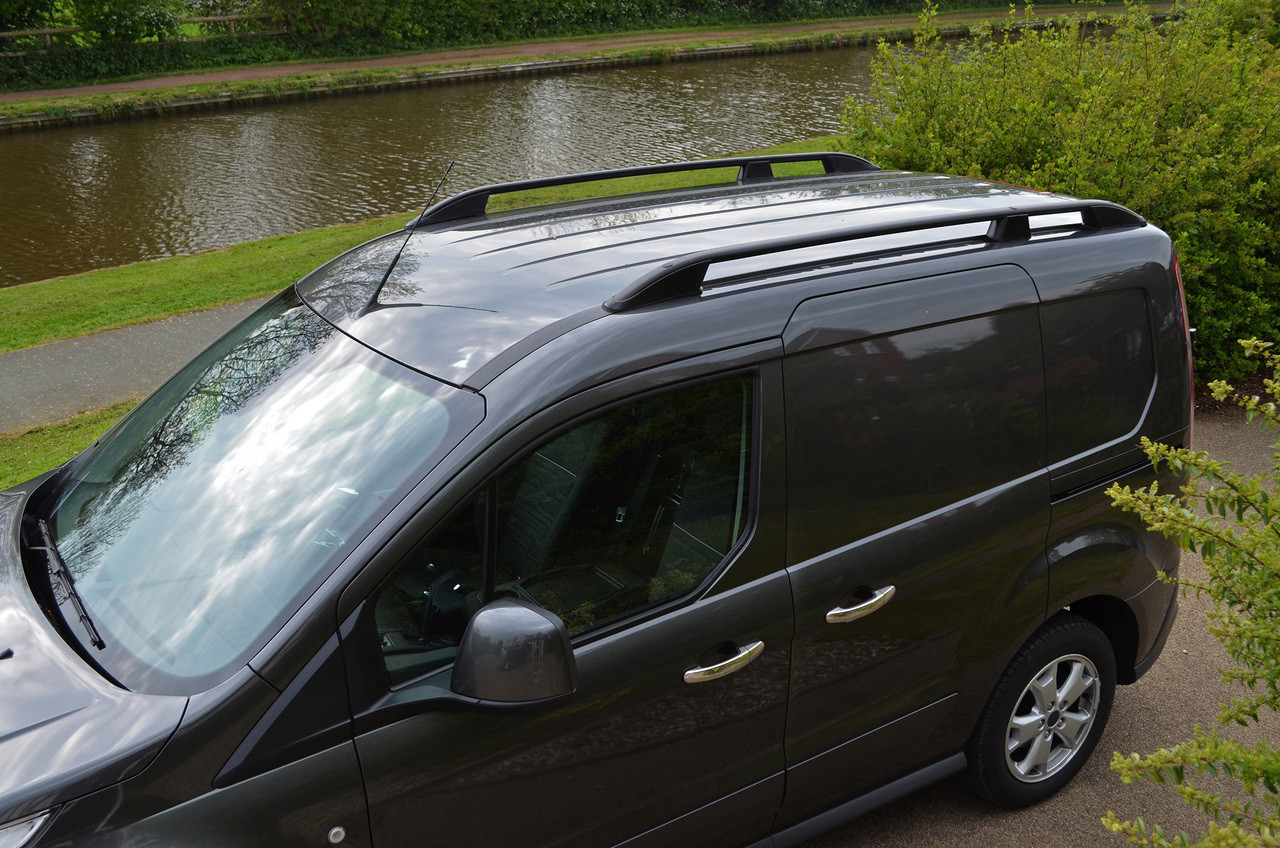 Black Aluminium Roof Rack Rails Side Bars To Fit L1 Ford Transit Connect (12+) eBay