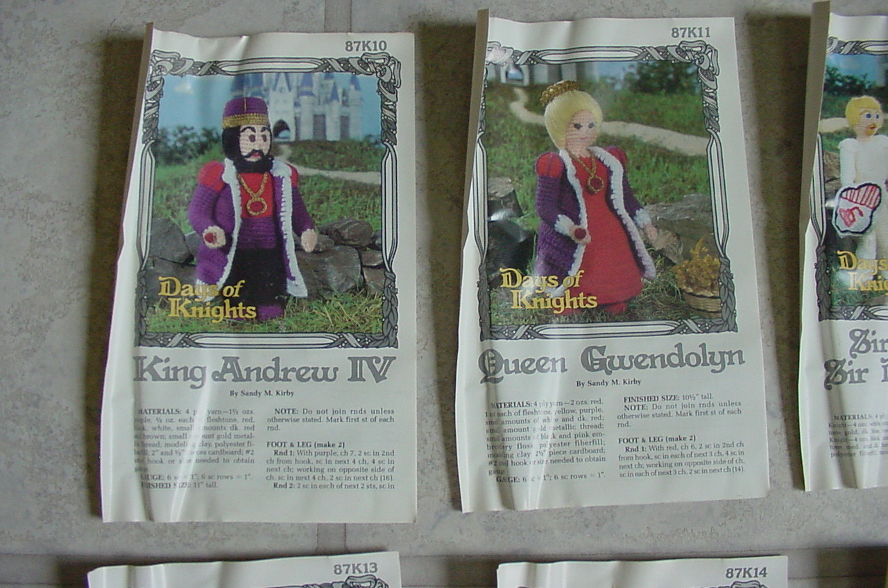 Rare Lot of 6 Annie's Attic 1983 OOP Days of Knights Crochet Patterns Dragon +
