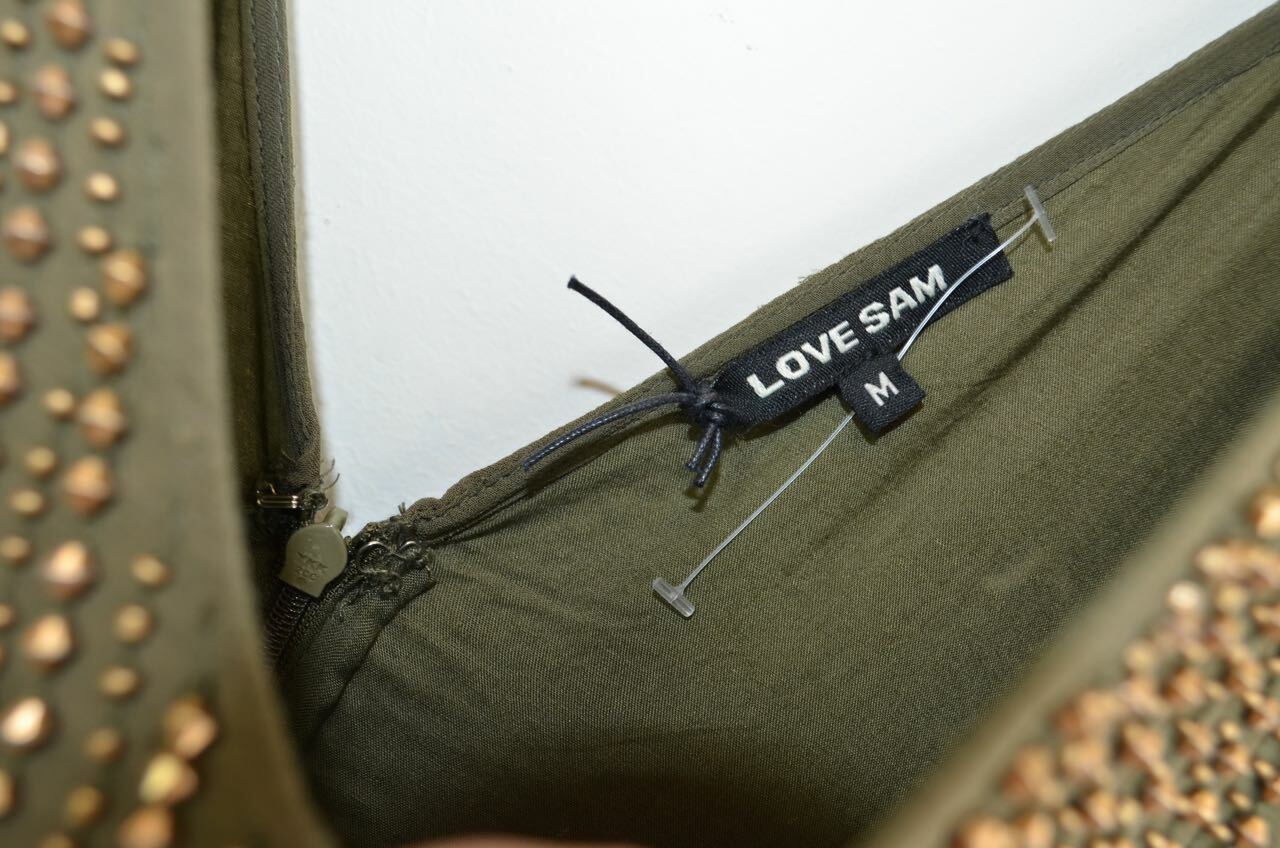 

LOVE SAM Olivd Комбинезон в золотистую латунную полоску, украшенный бисером  = 8/10 Mac Duggal, Multicolor