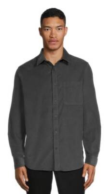 GEORGE COTTON CORDUROY MENS BUTTON DOWN SHIRT~2XL (50-52)~CHARCOAL SKY GRAY~NWT
