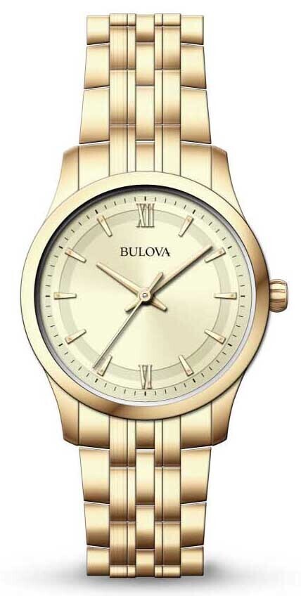 Женские корпоративные классические кварцевые часы Bulova из золота и нержавеющей стали 30 ММ 97L168