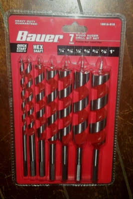 7pc Wood Auger Drill Bit Set 1 4 3 8 1 2 5 8 3 4 7 8 1