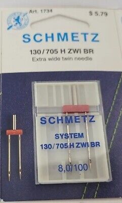 Schmetz Extra Wide Twin Needle 130/705H ZWI BR Size 8.0/100