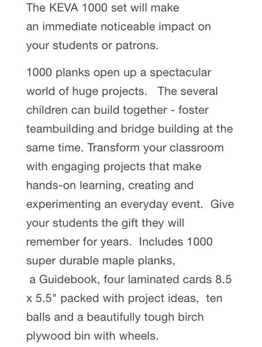 KEVA Planks Maple Wood 1000 Piece Educator Pack With Wheeled Wood Bin