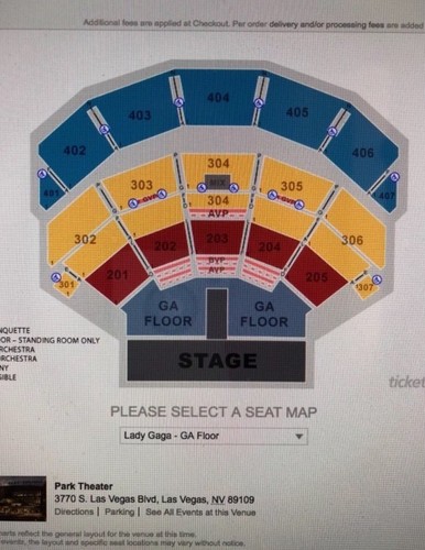 2 Tix HALLOWEN Lady Gaga Park Theater Las Vegas Tickets Sec 303 10/31/19