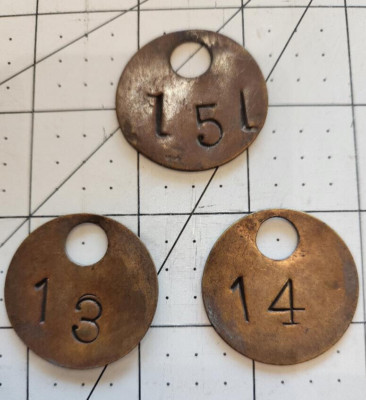 Coal Miner's Tags - See Notes for Number Availability, price is for each tag