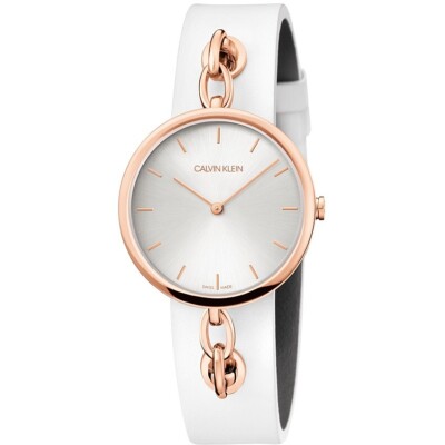 Pre-owned C.k Womens Wristwatch Ck Calvin Klein Chain Kbm236l6 Leather White Swiss Made