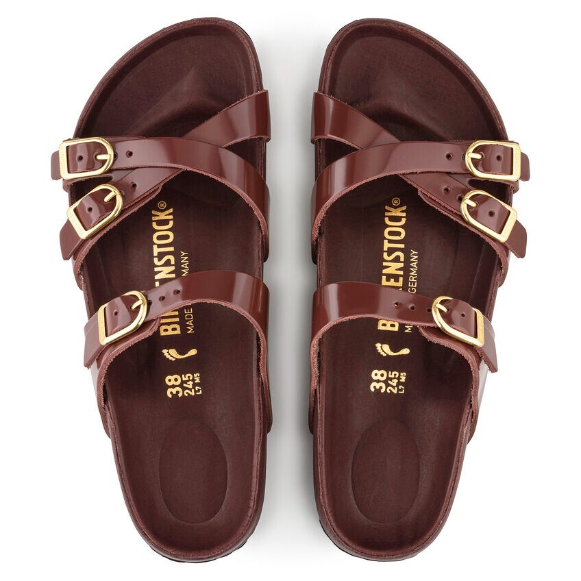 Pre-owned Birkenstock W/o Box  Franca High Shine Chocolate Patent Exquisite Eu 39 Wide In Brown