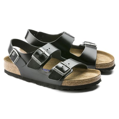 Pre-owned Birkenstock Unisex Milano Soft Footbed Amalfi Black Leather (regular Width) - 02