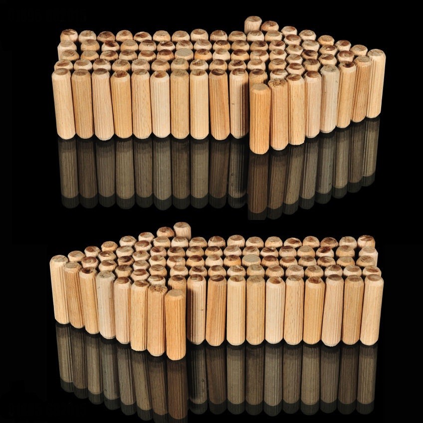 500 8mm X 50mm Fluted Hardwood Wooden Dowel Pin For Cabinet