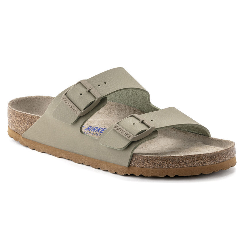 Pre-owned Birkenstock Arizona Sfb Birko-flor Unisex Sandals In Desert Soil Faded Khaki