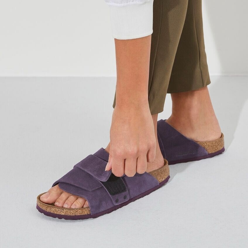 Birkenstock Kyoto Suede Sandals in Wine Purple Size 36