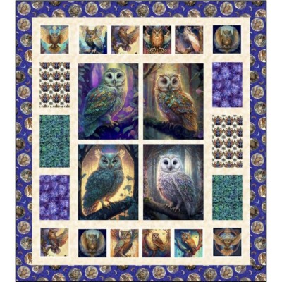 Quilt Kit - Birds Eye View - 67'' X 75'' Mystic Owls Panel Quilt - Top & Binding