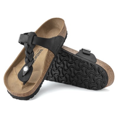 Pre-owned Birkenstock Gizeh Braided Flip-flops Oiled Leather Black