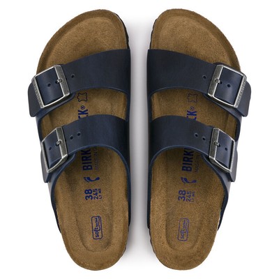 Pre-owned Birkenstock Unisex Arizona Soft Footbed Blue Oiled Nubuck Leather (regular Width