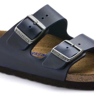 Pre-owned Birkenstock Unisex Arizona Soft Footbed Blue Oiled Nubuck Leather (regular Width