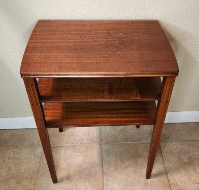 Vintage Cherry Wood 3-Tier Accent Side Table