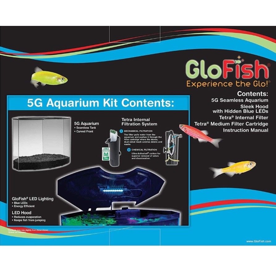 Glofish Aquarium Complete 5 Gallon Tank Fish With LED Light