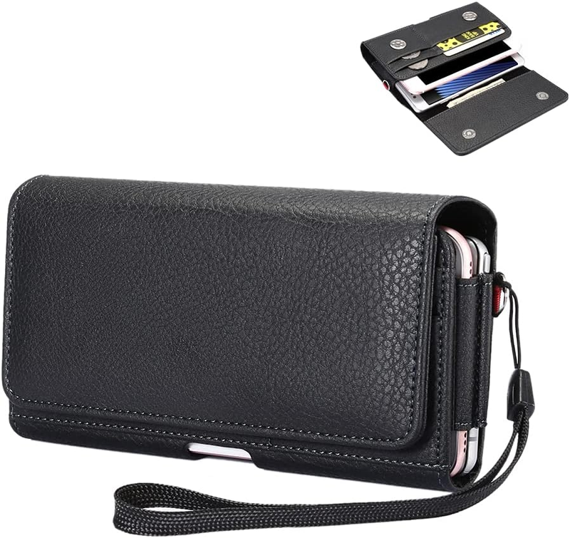 Horizontal Dual Belt Clip Holster 2 Cell Phone Case Pouch Card Slots for Motorol