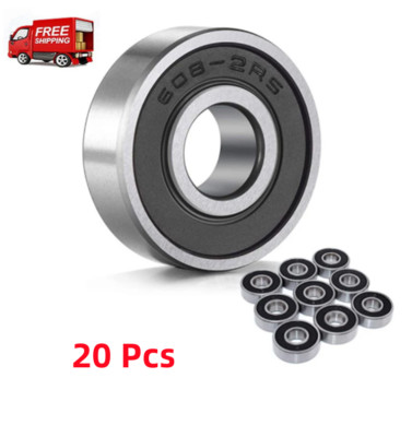 20 PACK 608-2RS Ball Bearing 22mm x 8mm x 7mm 608RS NEW Fast Shipping