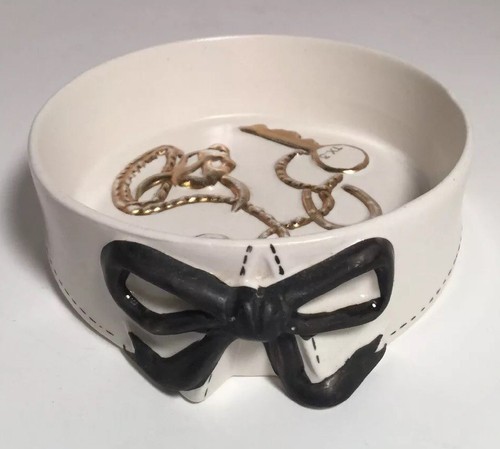 Vintage Ceramic Tux Bow Tie Trinket Tray Approximately 4.5” Diameter 1.5” Tall