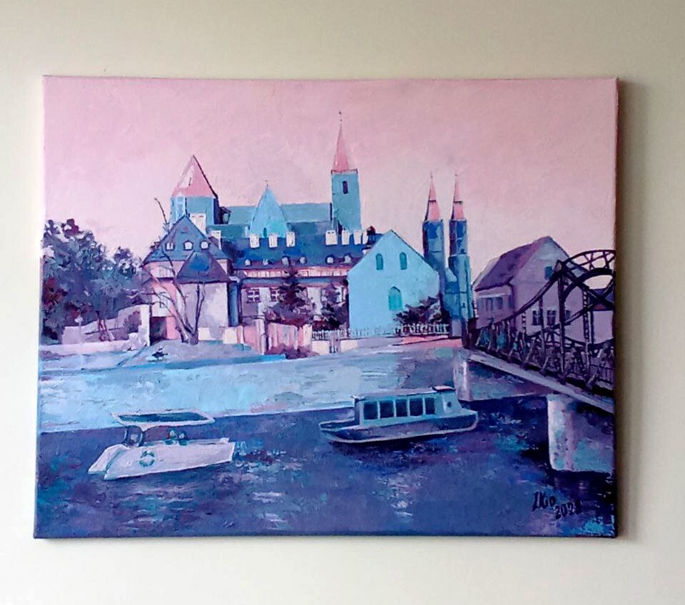 oil on canvas landscape paintings original Wroclaw Tumsky Island Landscape