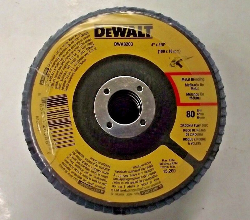 DeWalt DWA8203 4" x 80 Grit Flap Disc 5/8" Arbor Metal Blending 10pcs