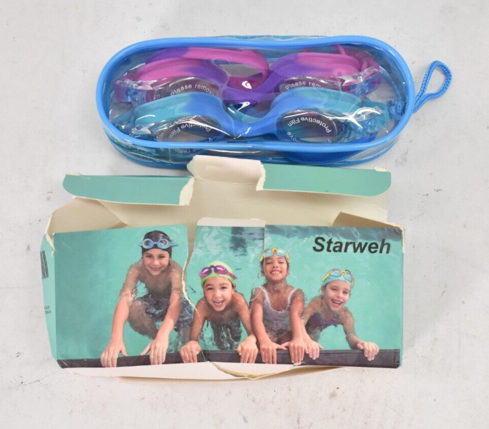 Starweh Kids Swim Goggles 2 Pack Blue/Purple Pink For Boys