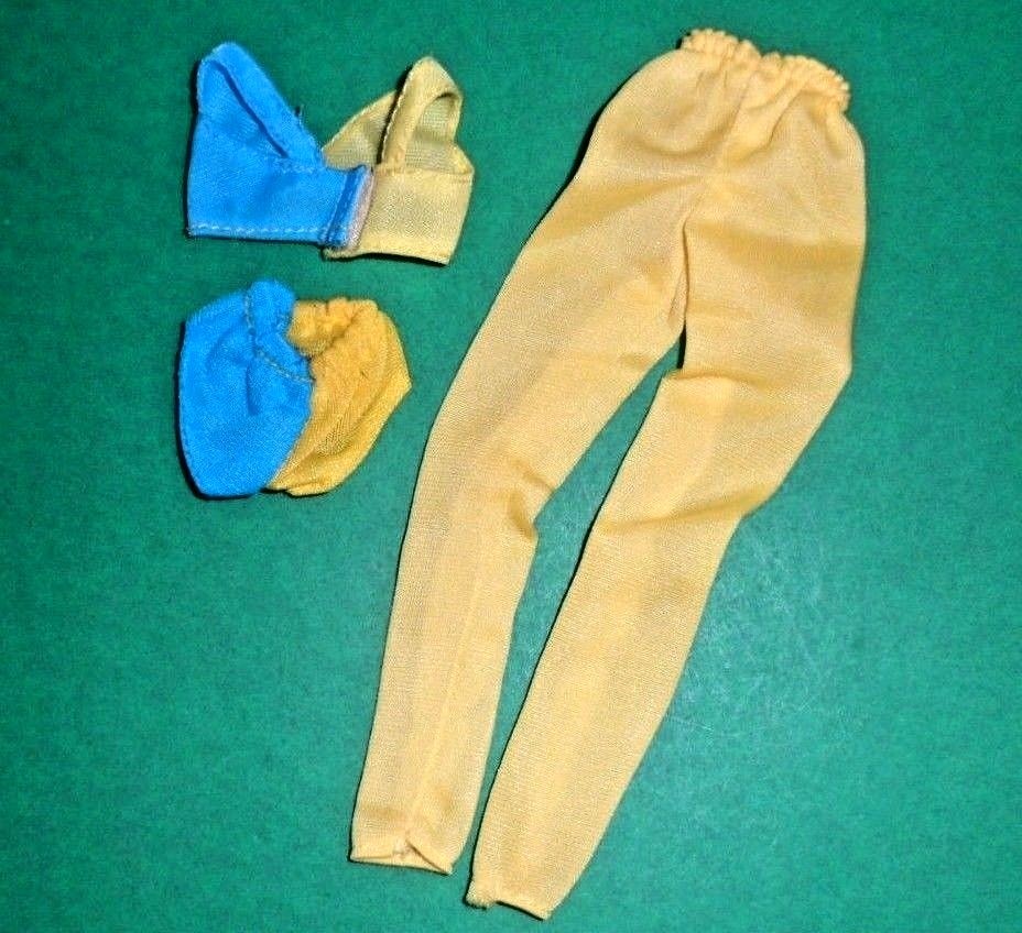 BARBIE YELLOW AND BLUE TRICOT SPORT SWIMSUIT PANTS outfit  FASHIONS DOLL CLOTHES
