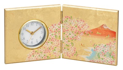 Kano table wall clock Hanafuji 39.5 x 4 x 19 cm Kaga foil folding screen