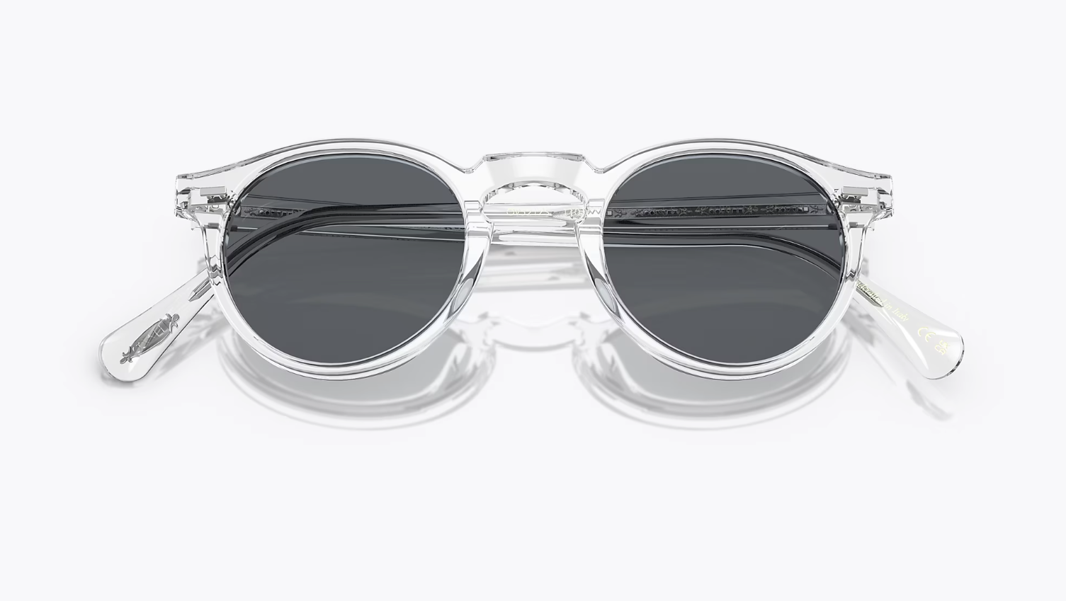 Pre-owned Oliver Peoples Gregory Peck Sun 47mm Crystal/blue Photochromic Msrp$487