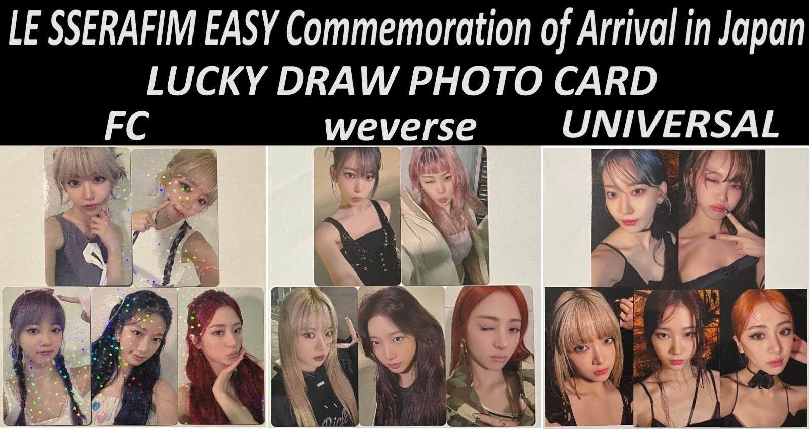 LE SSERAFIM EASY JAPAN LUCKY DRAW OFFICIAL PHOTO CARD LE SSERAFIM EASY JAPAN LUCKY DRAW OFFICIAL PHOTO CARD