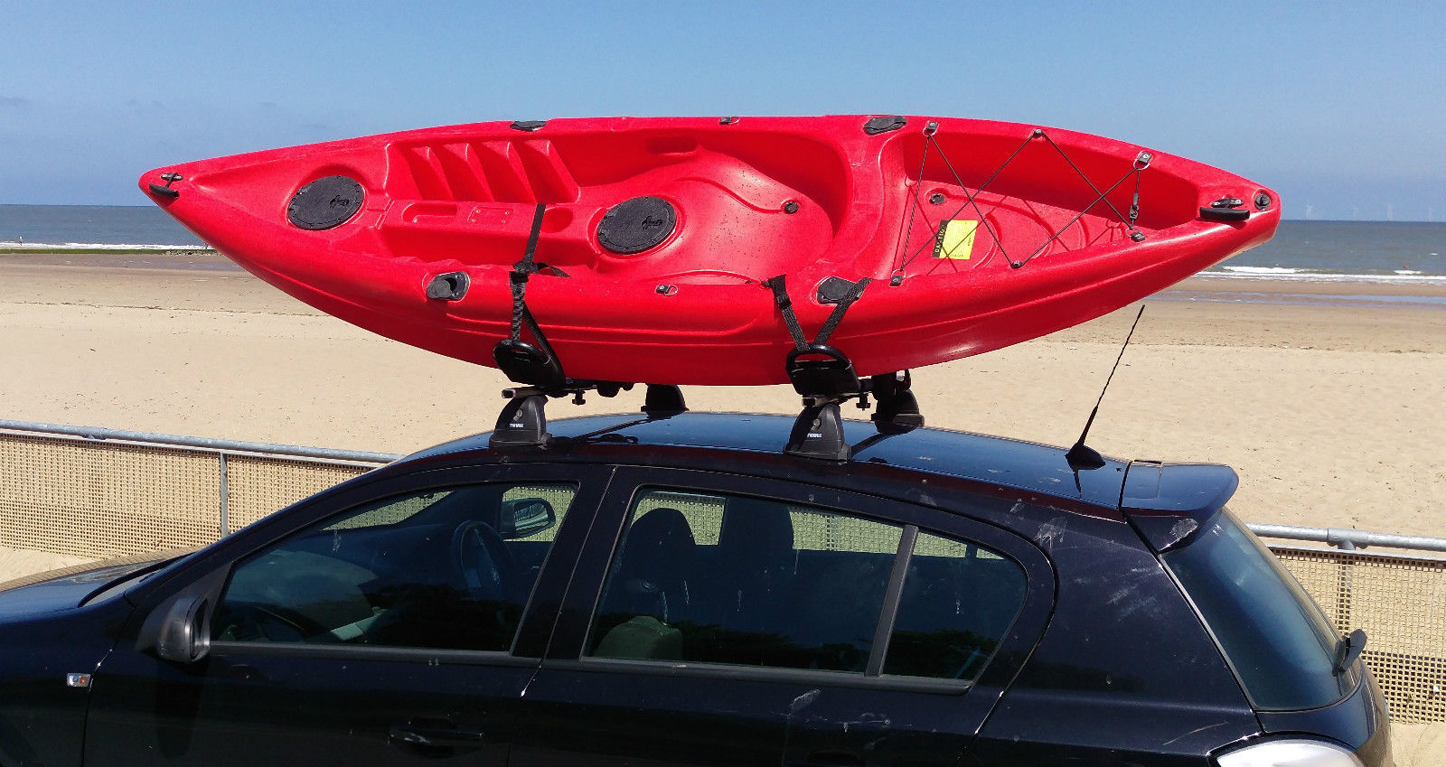 CONWY Heavy Duty Fixed Kayak Canoe Roof Rack Double Twin J Bars Carrier
