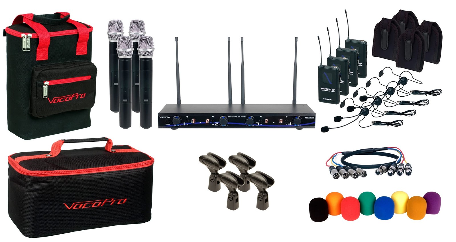 VocoPro, CH 4MIC 4, Black, Wireless Handheld/Headset/Instrument System