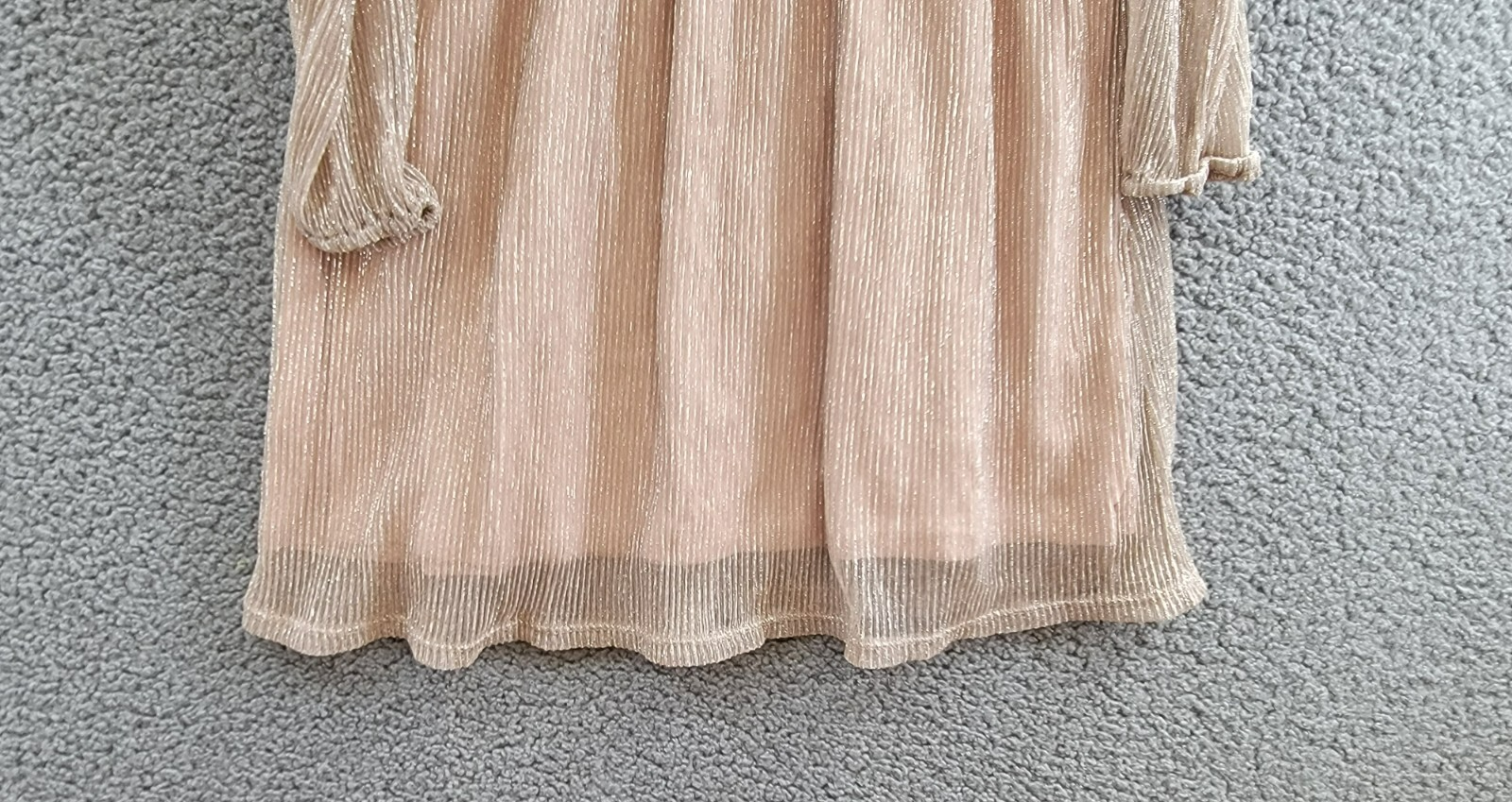 Splendid Glitzy Pleated Tulle Dress Girls' 5 Champagne Round Neck Back Snap L/S - Picture 12 of 17
