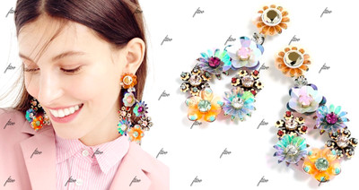 J CREW BLOOMING SEQUIN PETAL PAILETTE EARRINGS BLOOM GARDEN STATEMENT ROSE F0845