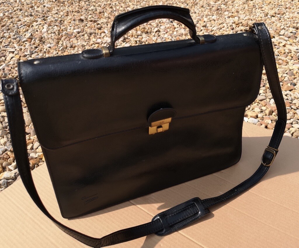 VINTAGE 1980's TEXIER SATCHEL STYLE 100 LEATHER BRIEFCASE WITH