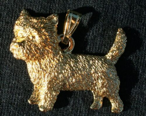 Cairn Terrier Dog 24K Gold Plated Pewter Pendant Jewelry USA Made