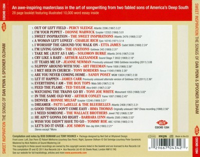 VARIOUS ARTISTS SWEET INSPIRATION: THE SONGS OF DAN PENN & SPOONER OLDHAM NEW CD