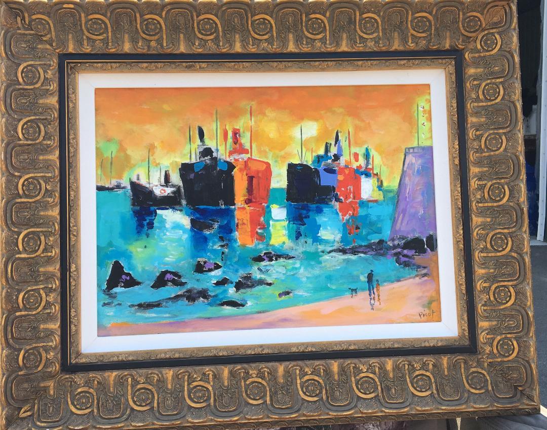Jean-claude Picot original acrylic painting Fin d'Apres Midi en Juin (Bretagne)