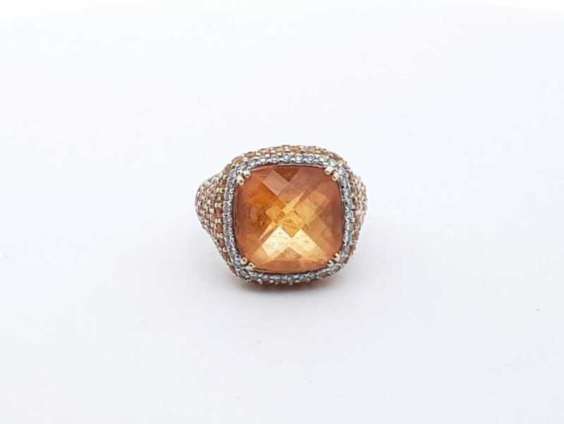 18k Gold Diamond Yellow Sapphire Citrine Ring Size 6.75 Lhlezxde 144020009396