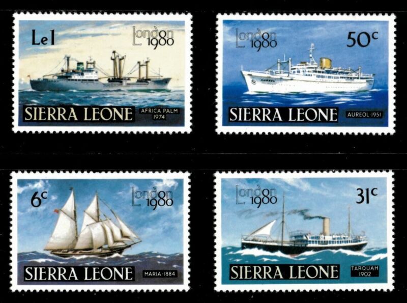 Sierra Leone 1980 - London Stamp Exhibit, Mail Ships - Set Of 4v - 481-84 - Mnh