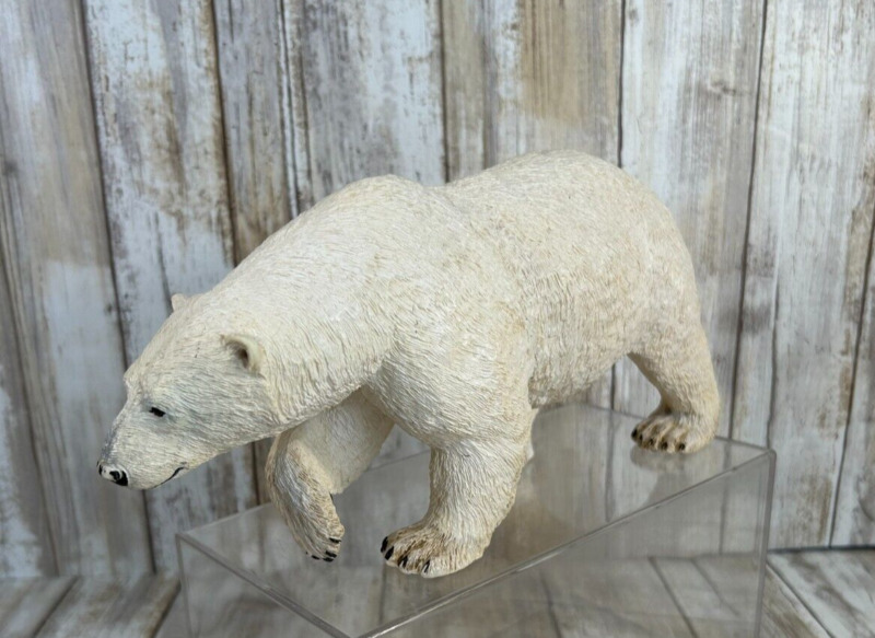 Polar Bear Resin Figurine Bent Leg 10.5" x 5" Walking