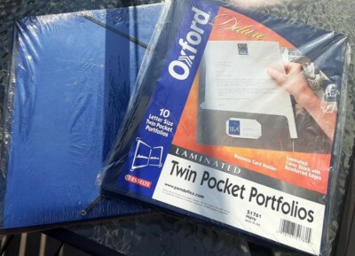 10 Navy Laminated Oxford Twin Pocket Folders Deluxe & 5 Assorted Portfolios