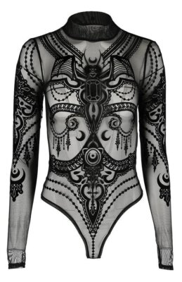 Restyle Witchy Sexy Bodysuit - Jewel Bat - Velvet Cotton Gothic One-Piece