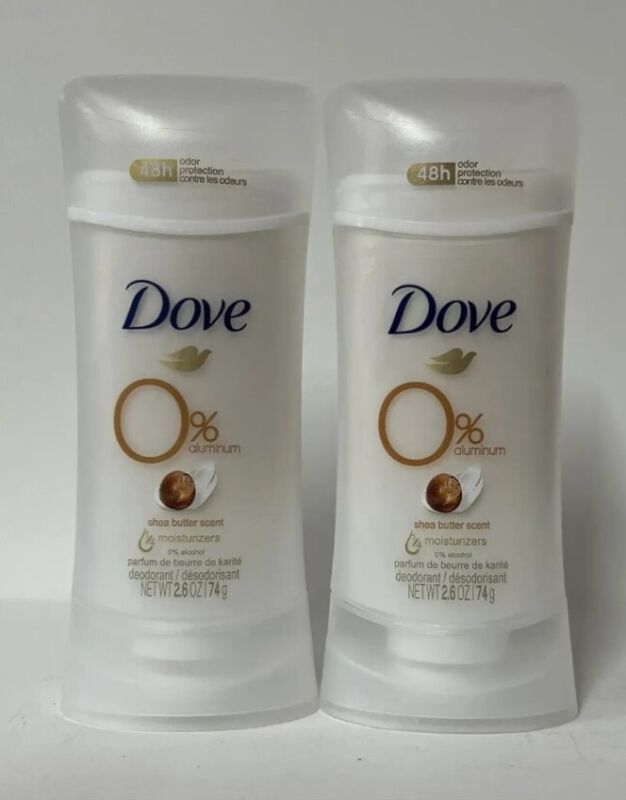 (lot of 2) Dove 0% Aluminum SHEA BUTTER 48HR Protection Deodorant-2.6oz. Each