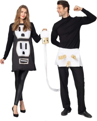 Plug and Socket Halloween Costume Adult, Plug and Outlet Couples USB Costume